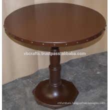 Industrial Cast Iron Metal Riveted Round Top Table